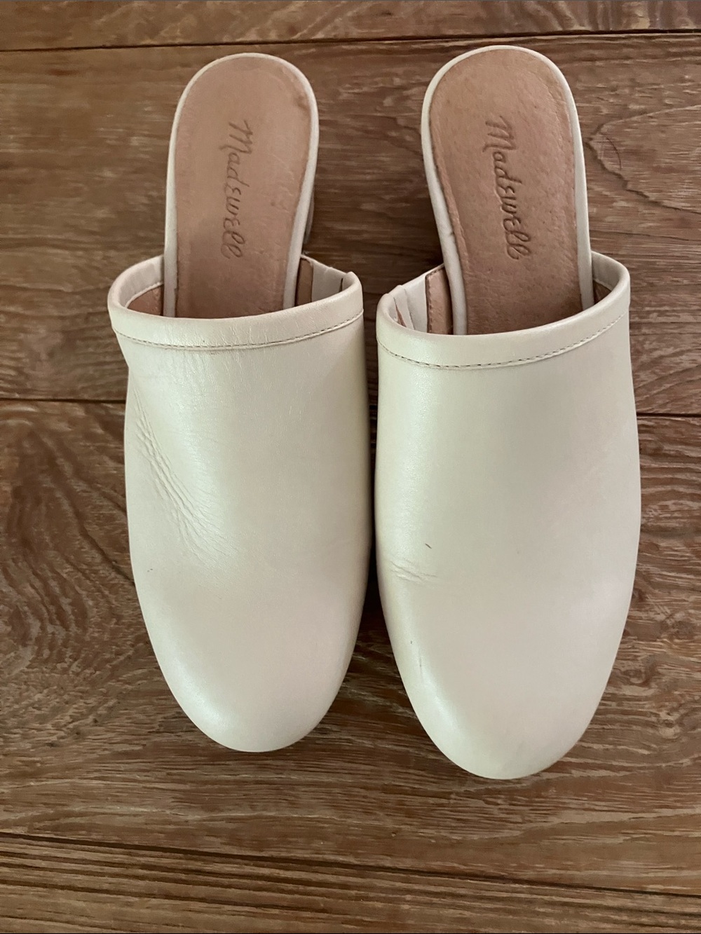 Madewell Cream Leather Slip-On Mules